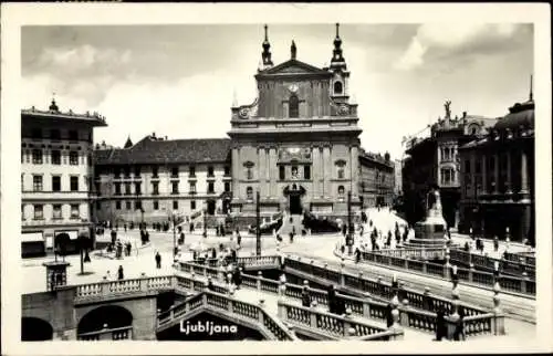 Ak Ljubljana Laibach Slowenien, Architektur, Menschen, Brücke, Historische Gebäude, Stadtansicht