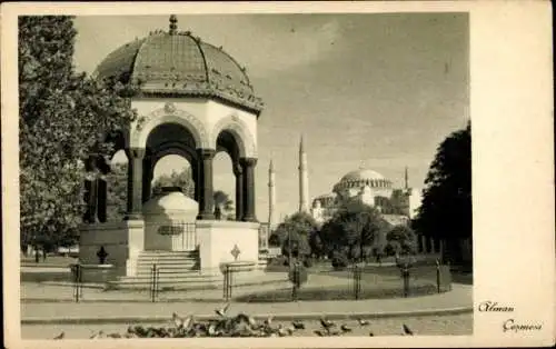 Ak Konstantinopel Istanbul Türkei, Brunnen mit Bögen, Hagia Sophia, Minarette