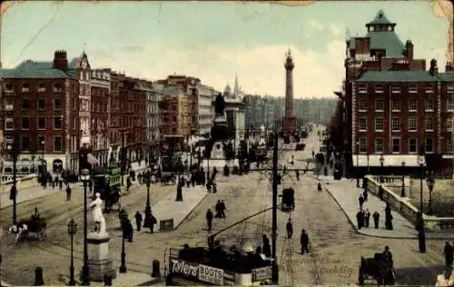 Ak Dublin Irland, Stadtansicht, Monument, Straßenleben, historische Gebäude, Postkartenmotiv