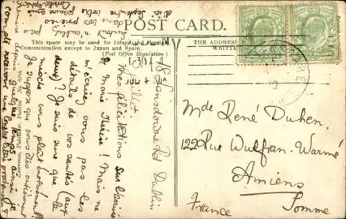 Ak Dublin Irland, Stadtansicht, Monument, Straßenleben, historische Gebäude, Postkartenmotiv