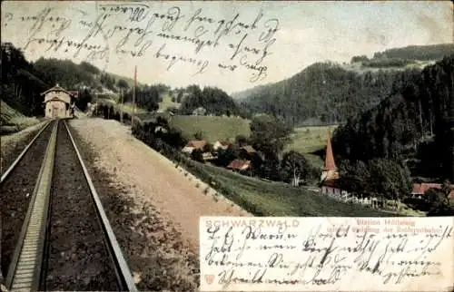 Ak Hinterzarten, Blick auf die Station Höllsteig im Schwarzwald, Gleise