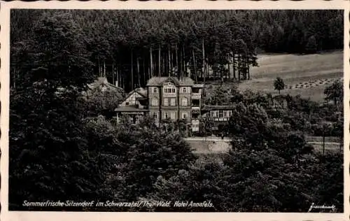 Ak Sitzendorf in Thüringen, Hotel Annafels, Sommerfrische, Grünflächen, Wald, historisches Geb...