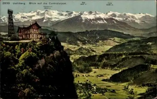 Ak Zürich Stadt Schweiz, Uetliberg, Blick auf die Centralalpen,  Berge, Aussicht, Natur