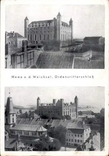 Ak Gniew Mewe an der Weichsel Westpreußen, Ordensritterschloss, Blick auf Stadt, Dächer und Wa...