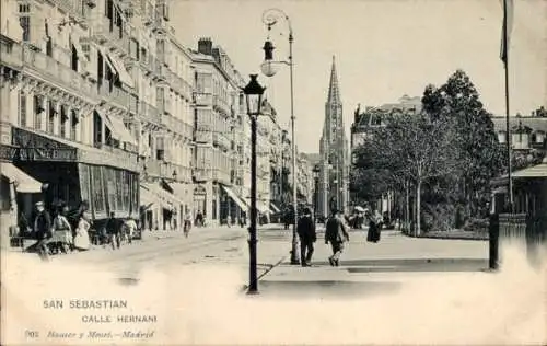 Ak Donostia San Sebastian Baskenland, Calle Hernani, historische Architektur, Straßenansicht, ...