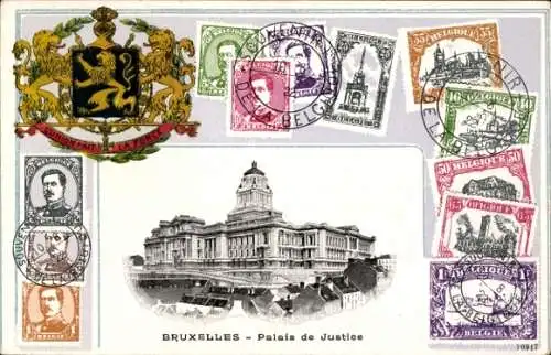 Ak Bruxelles Brüssel, Palais de Justice, Umrandung mit Stempeln