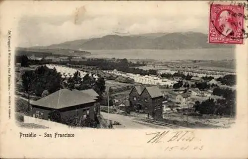 Ak San Francisco Kalifornien USA, Vorderansicht von Presidio, Häuser und Landschaft, Postkarte...