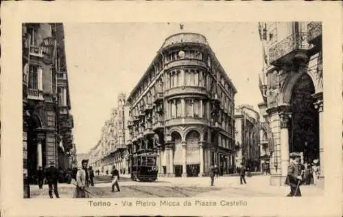 Ak Torino Piemonte, Via Pietro Micca da piazza Castello 