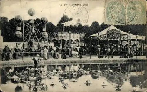 Ak Saint Cloud Hauts de Seine, Fête à St. Cloud, Jahrmarkt mit Karussell und Riesenrad