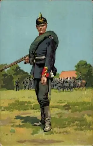 Ak Deutsche Armee, Soldat in Uniform, Gemaltes Porträt