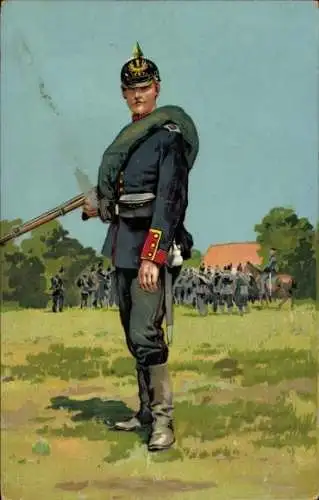 Ak Deutsche Armee, Soldat in Uniform, Gemaltes Porträt