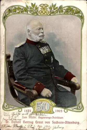 Ak Herzog Ernst von Sachsen-Altenburg, Porträt, Regierungsjubiläum 1853-1903