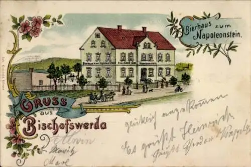 Litho Bischofswerda in Sachsen, Bierhaus zum Napoleonstein