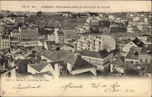 Ak Lisboa Lissabon Portugal, Panorama visto do elevador do Lavra