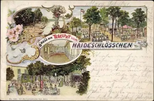 Litho Berlin Reinickendorf Konradshöhe Tegelort, Haideschlösschen, Terrassenpartie