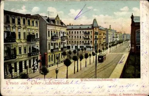 Ak Berlin Köpenick Oberschöneweide, Wilhelminenhofstraße, Straßenbahn