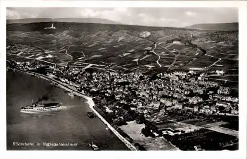 Ak Rüdesheim am Rhein, Niederwald Nationaldenkmal, Fliegeraufnahme