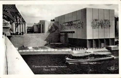 Ak Paris XVI Trocadéro, Exposition Internationale Paris 1937, Pavillon de l'Angleterre, Boot a...