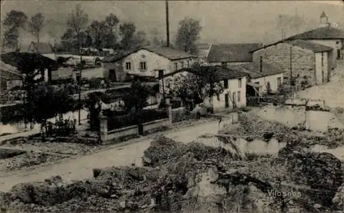 Ak Vilosnes Haraumont Lothringen Meuse, Zerstörte Gebäude, Dorfansicht, Ruinen, Dorfstraße, 'V...