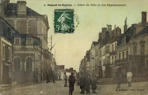 Ak Nogent le Rotrou Eure et Loir, Rathaus, Rue Charronnerie