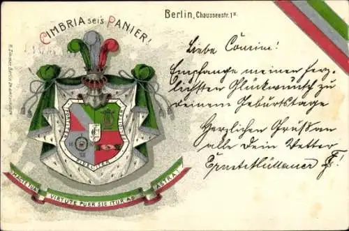 Studentika Ak Berlin, Corps Cimbria, Chausseestraße 1, Wappen, RSC