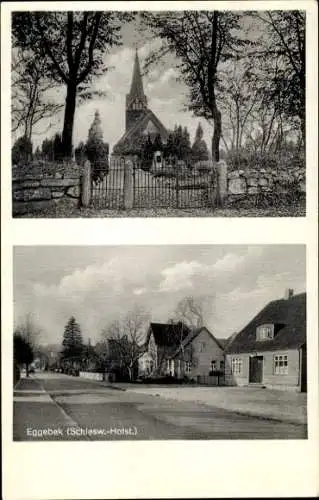 Ak Eggebek Kreis Flensburg, Kirche, Straßenpartie, Gebäude