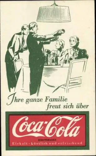 Klapp Ak Werbung, Coca-Cola, Menschen im Restaurant, Kellner