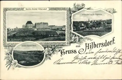 Ak Hilbersdorf (bei Freiberg) Sachsen, Bezirks-Anstalt, Dresdner Dynamit-Fabrik