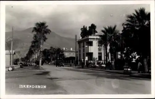 Ak Alexandrette İskenderun Türkei, Straße, Villa, Palmen
