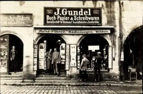 Foto Ak Nürnberg in Mittelfranken, J. Gundel, Buch-, Papier. und Schreibwaren, Plobenhofstraße 10