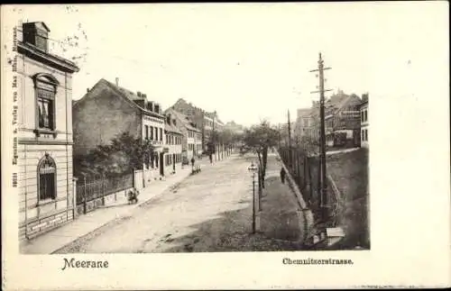 Ak Meerane in Sachsen, Blick in die Chemnitzerstraße, Passanten