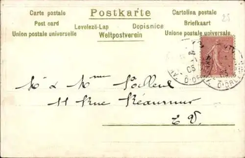 Ak Kitsch, Segelpartie, Segelboote, Abendstimmung