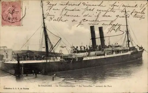 CPA St-Nazaire, Paquebot Transatlantique Le Versailles