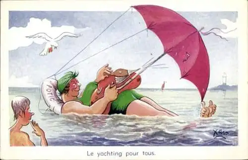 Künstler Ak Sager, Xavier, Le yachting pour tous, Humor