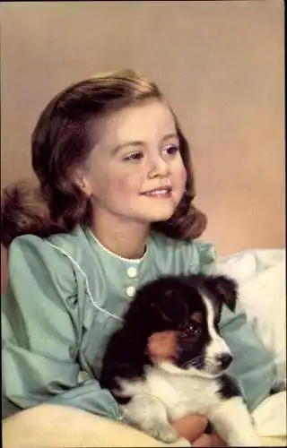 Ak Mädchen mit Hund, Portrait