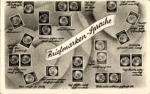 Ak Briefmarkensprache, Liebe, Ich komme, Schreib bald