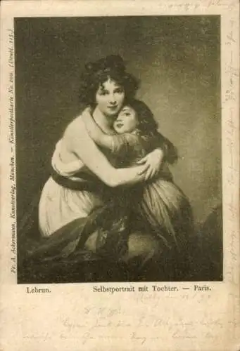 Künstler Ak Lebrun, Selbstportrait mit Tochter