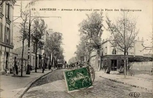 Ak Asnières sur Seine Hauts-de-Seine, Avenue d'Argenteuil, Place des Bourguignons