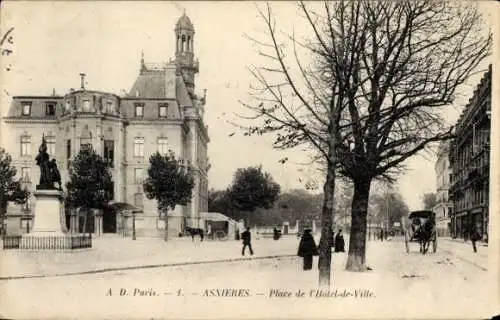 Ak Asnières sur Seine Hauts-de-Seine, Place de l'Hotel de Ville