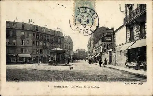 Ak Asnières-sur-Seine Hauts-de-Seine, La Place de la Station, Depot Ceramique