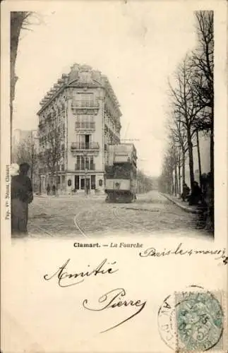 Ak Clamart Hauts de Seine, La Fourche, Tram