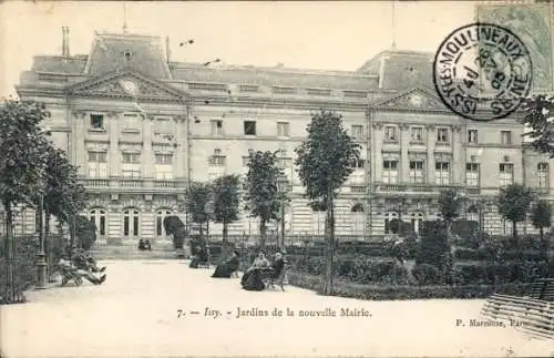 Ak Issy les Moulineaux Hauts de Seine, Gärten des neuen Rathauses