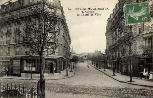 Ak Issy les Moulineaux Hauts de Seine, L'Avenue de l'Hôtel-de-Ville