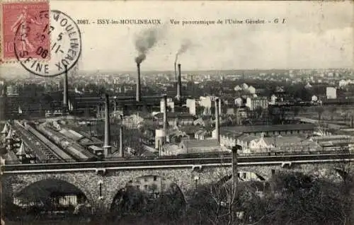 Ak Issy les Moulineaux Hauts de Seine, Panorama, Usine Gevelot