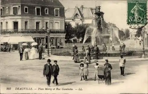 CPA Deauville sur Mer Calvados, Place Morny, Rue Gambetta