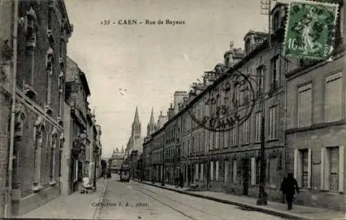 Ak Caen Calvados, Rue de Bayeux