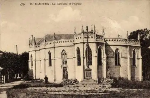 Ak Cabourg Calvados, Kalvarie, Kirche