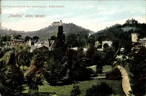 Ak Lutherstadt Eisenach Thüringen, Hellthal, Karthausgarten, Wartburg, Gebäude, Parklandschaft...