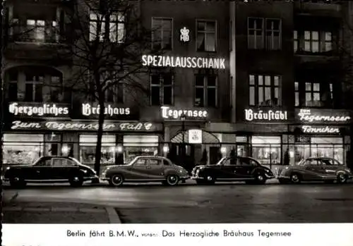 Ak Berlin Charlottenburg, Berlin fährt BMW, herzogliches Bräuhaus Tegernsee, Mommsenstraße 34