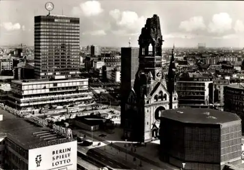 Ak Berlin Charlottenburg, Kaiser Wilhelm Gedächtniskirche, Europa Center, Mercedes, Lotto